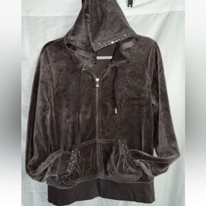 Express gray velour zip up hoodie Y2K women’s size large
